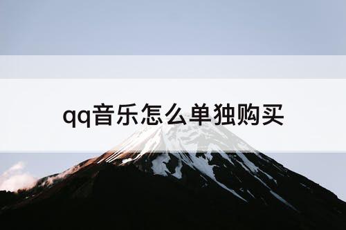 qq音乐怎么单独购买