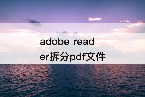 adobe reader拆分pdf文件