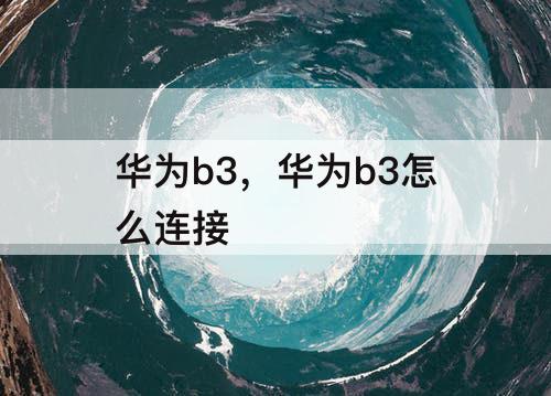 华为b3，华为b3怎么连接