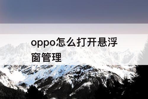 oppo怎么打开悬浮窗管理